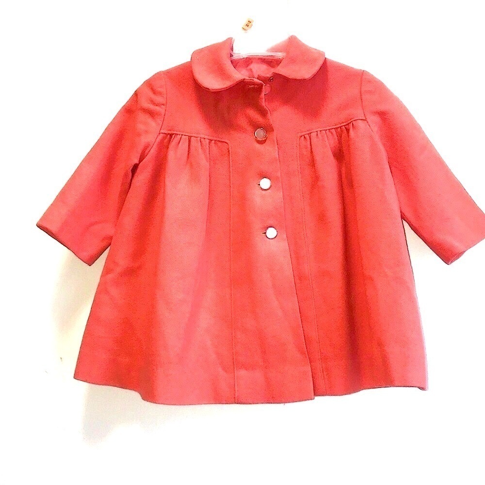 Children’s Coral Wool SPRING/FALL COAT VINTAGE circa 1965